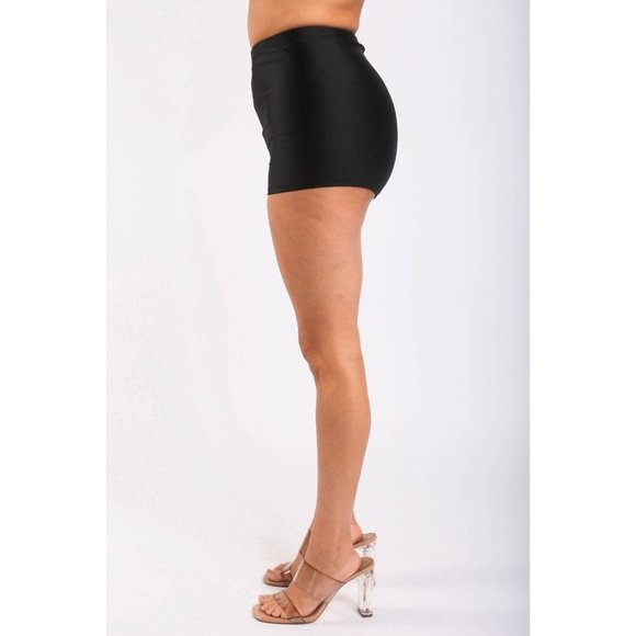 Women High Waist Shiny Tricot Stretchy Skinny Rave Dance Yoga Biker Shorts S M L - Picture 7 of 9